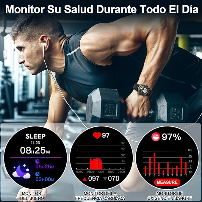 A FreshFun Smartwatch Reloj inteligente Deportivo Unisex Pantalla 1.32 Inch