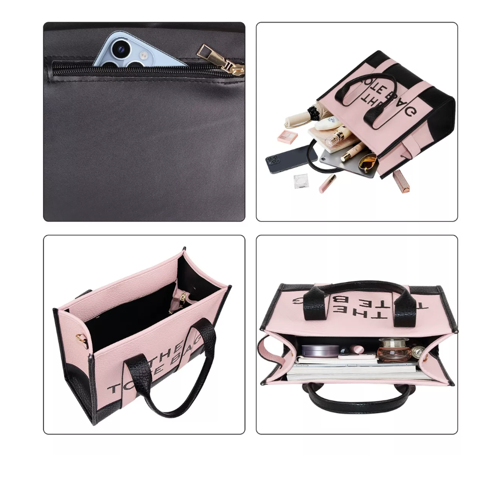 Bolsa Tote bag Mujer Moda Mujer Rosa c/Negro  T