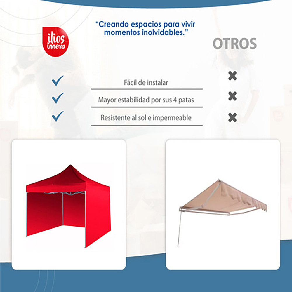 Toldo Plegable con Paredes 3x3 Rojo