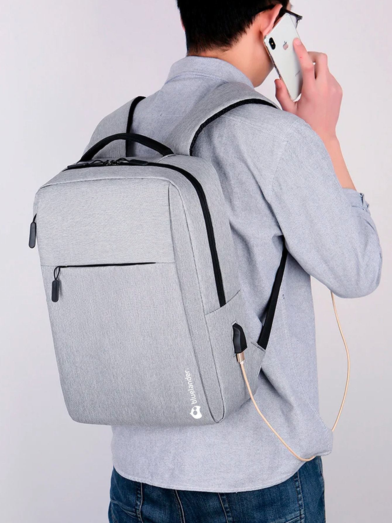 Mochila Impermeable para Laptop, Gris Bluelander