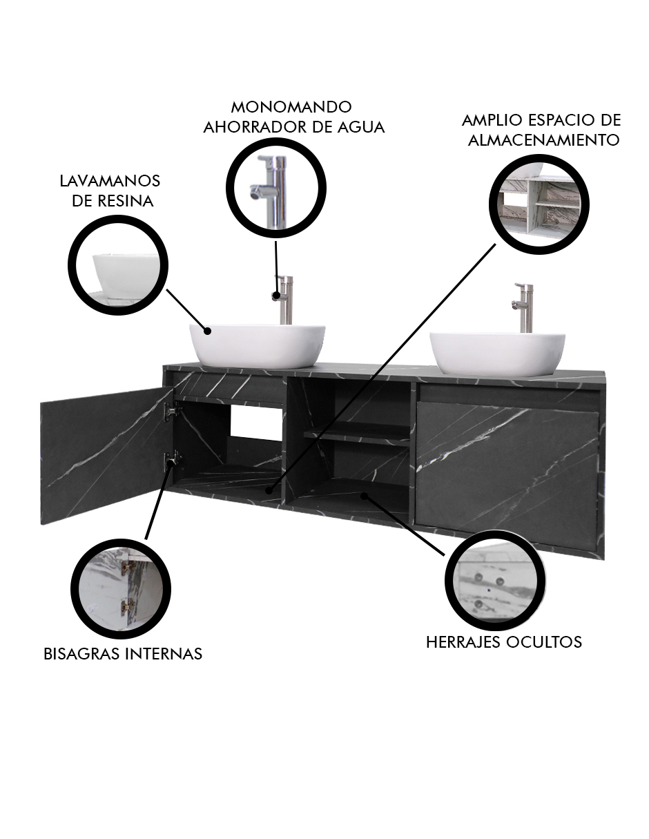 Gabinete De Baño Para Lavamanos Doble DARCY Minimalista