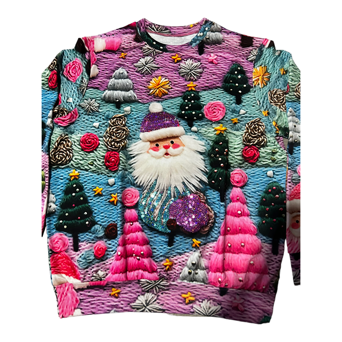 Sudadera Ligera Detalle Lentejuela Navidad Santa Claus