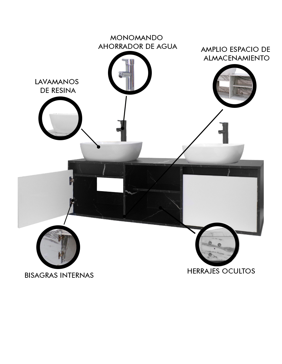  Gabinete De Baño Para Lavamanos Doble DARCY Minimalista