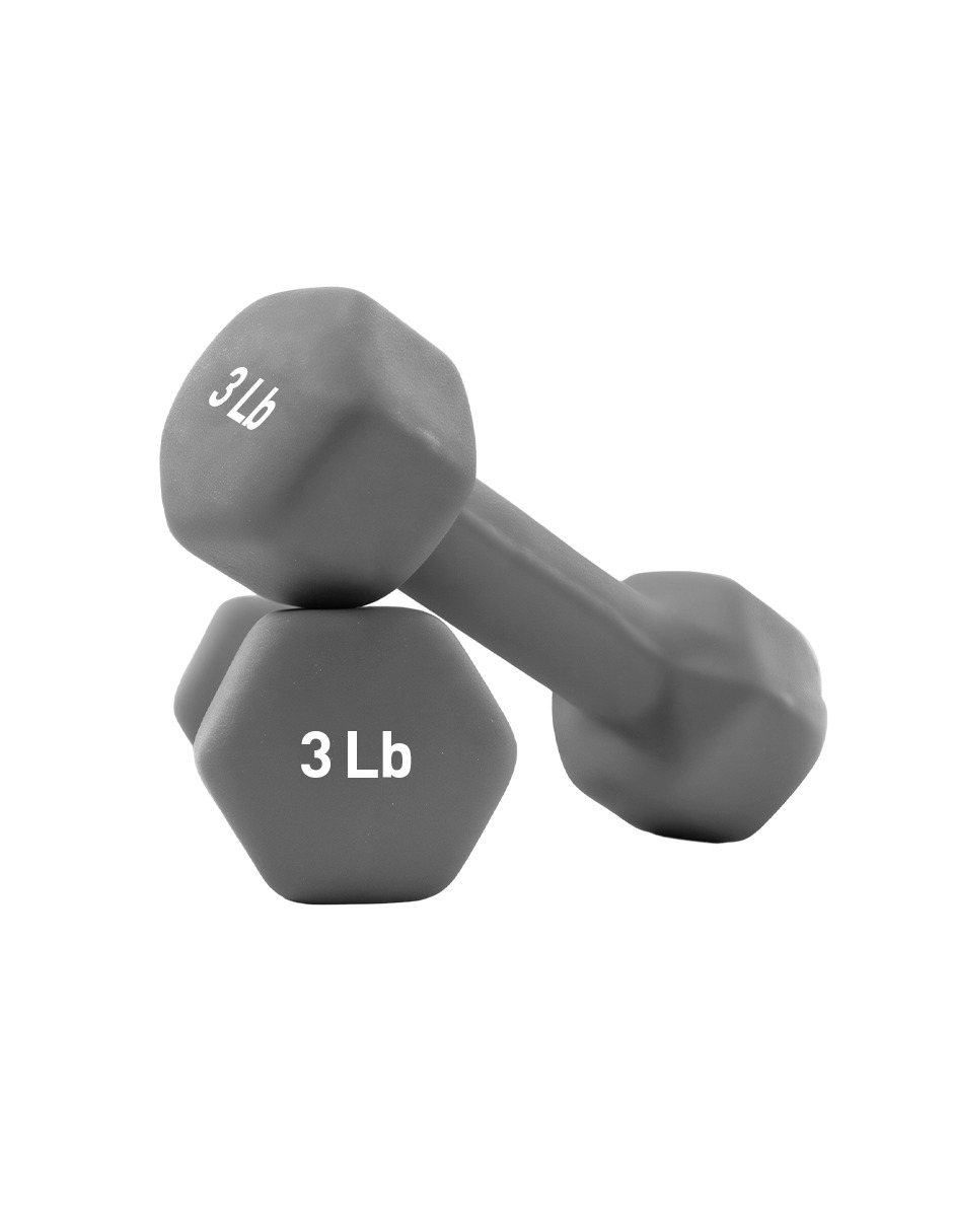 Mancuernas de Neopreno Grises de 3 Libras