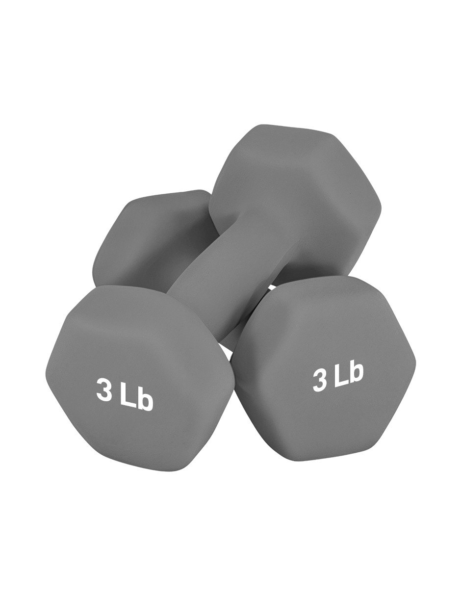 Mancuernas de Neopreno Grises de 3 Libras