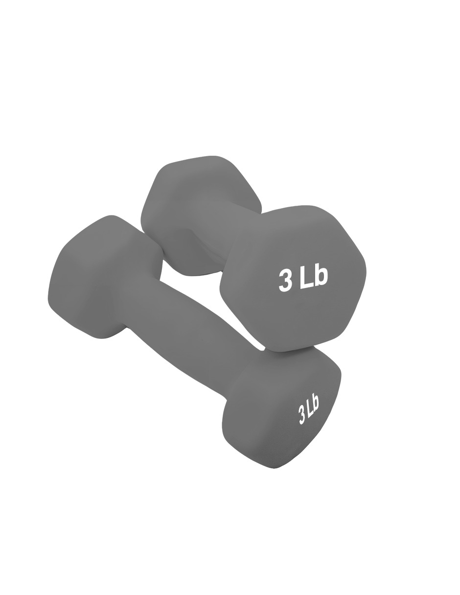 Mancuernas de Neopreno Grises de 3 Libras