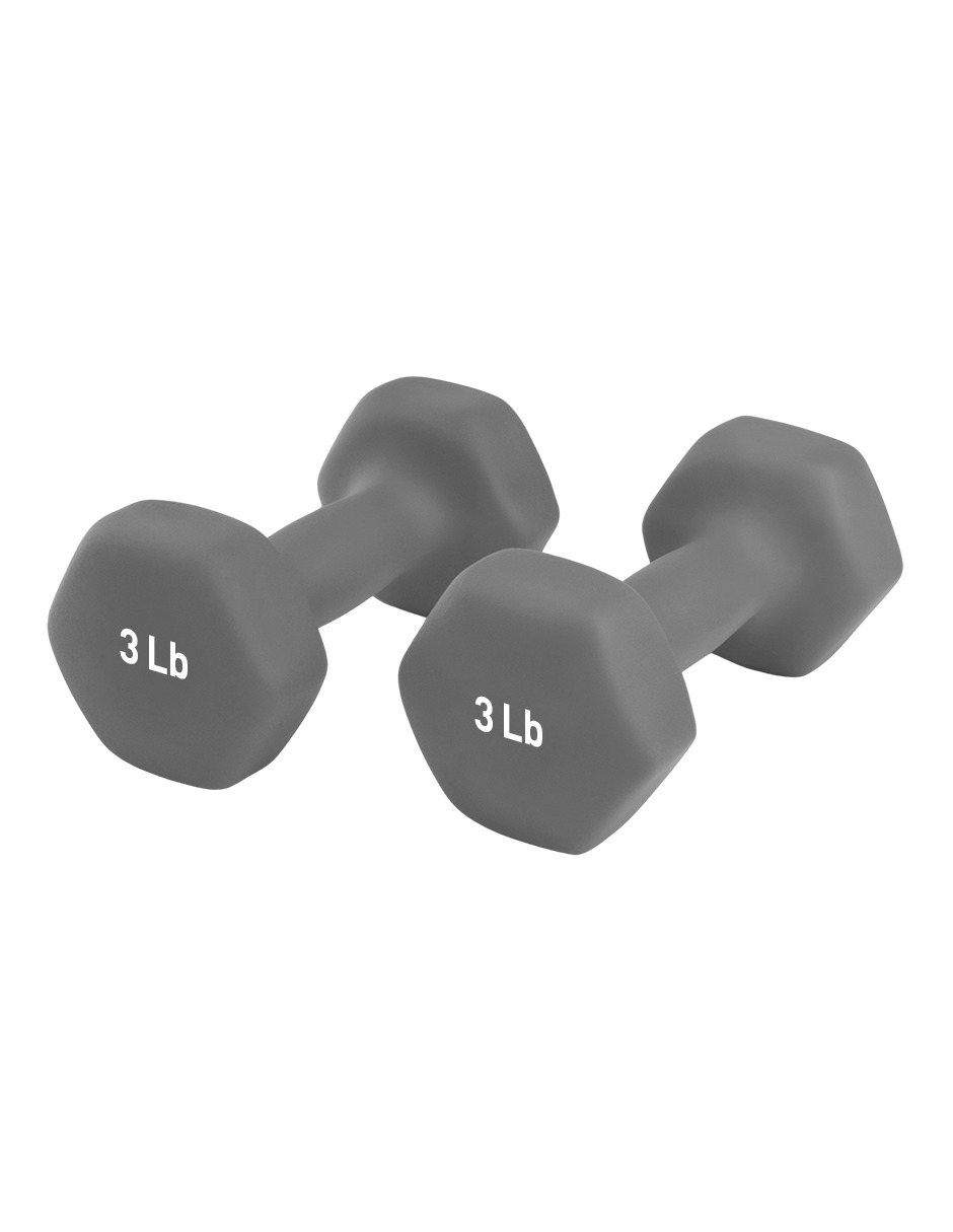 Mancuernas de Neopreno Grises de 3 Libras