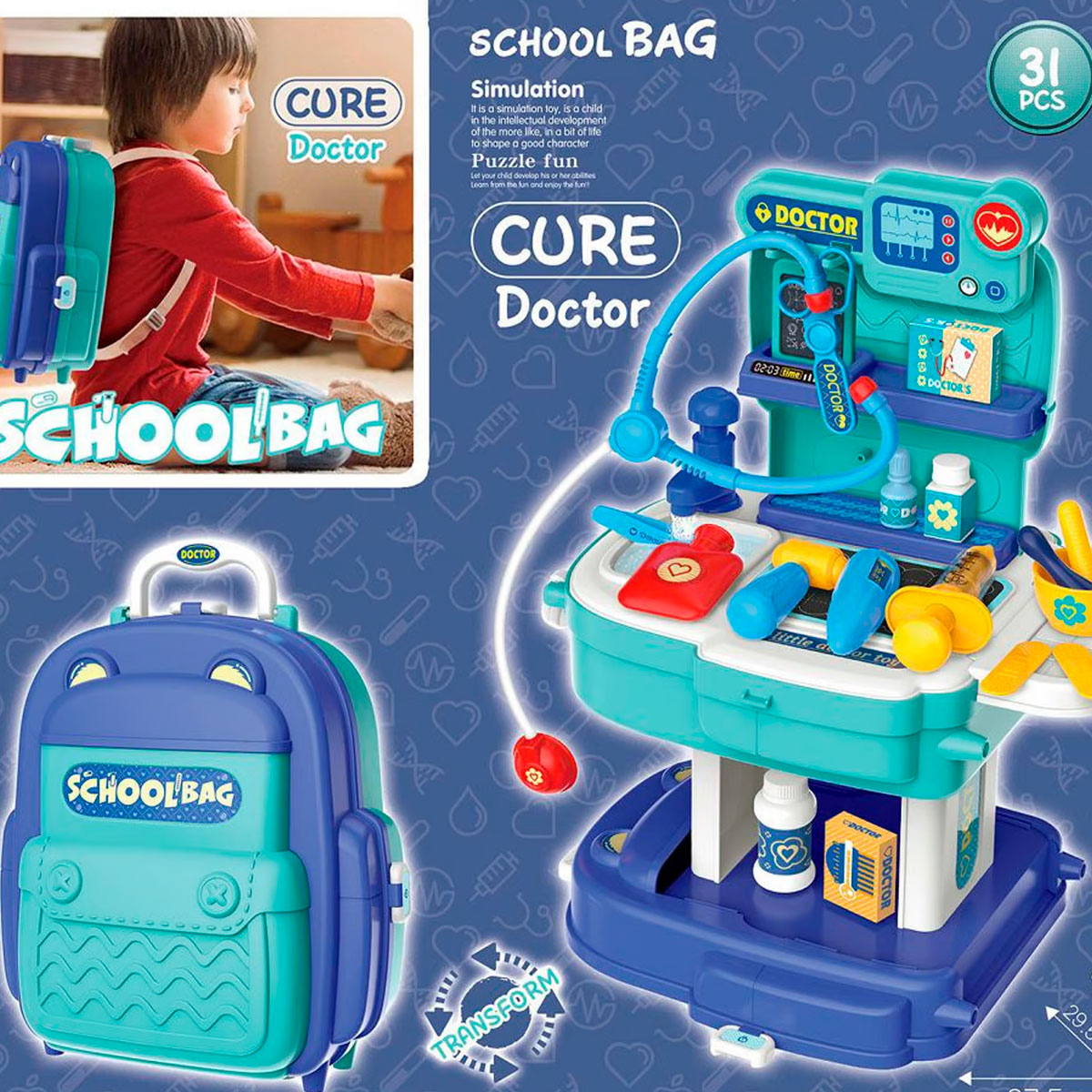 Juguete Meletin de Doctor 2 en 1 con 31 Piezas