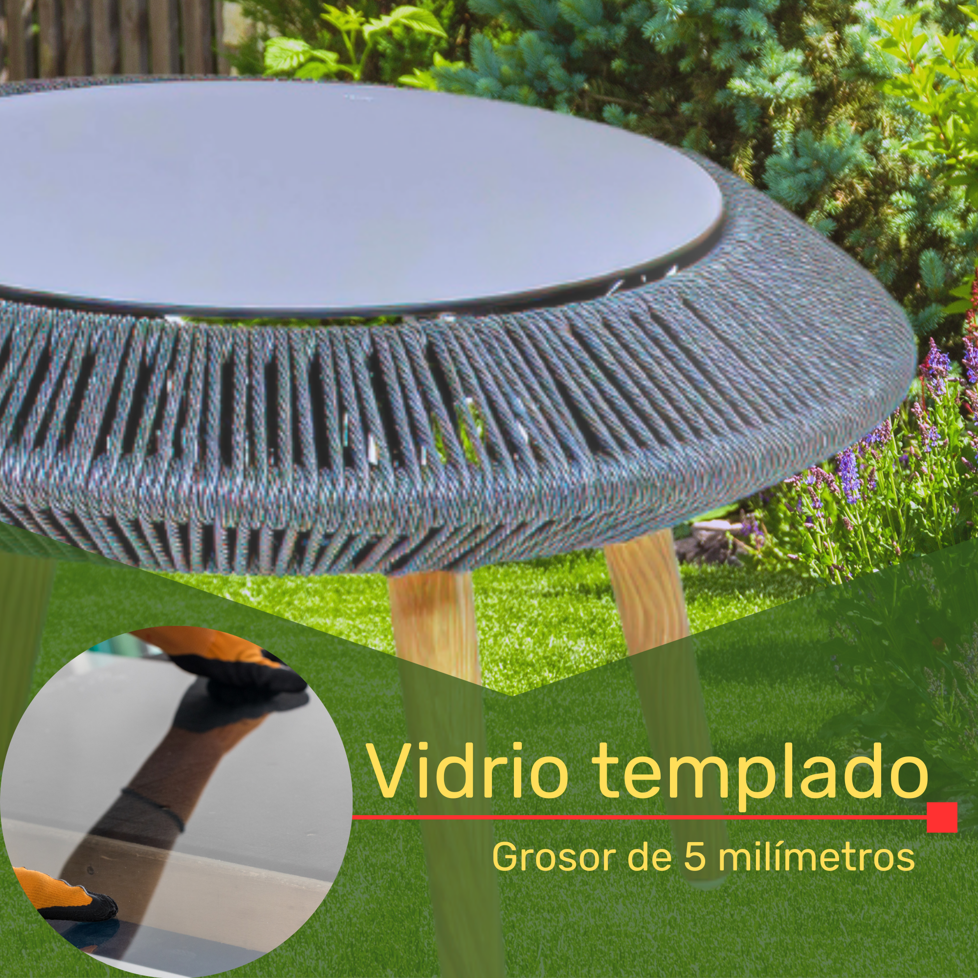 Sala Exterior Jardin Terraza Rattan 5 Pz Doble Mesa Negro .