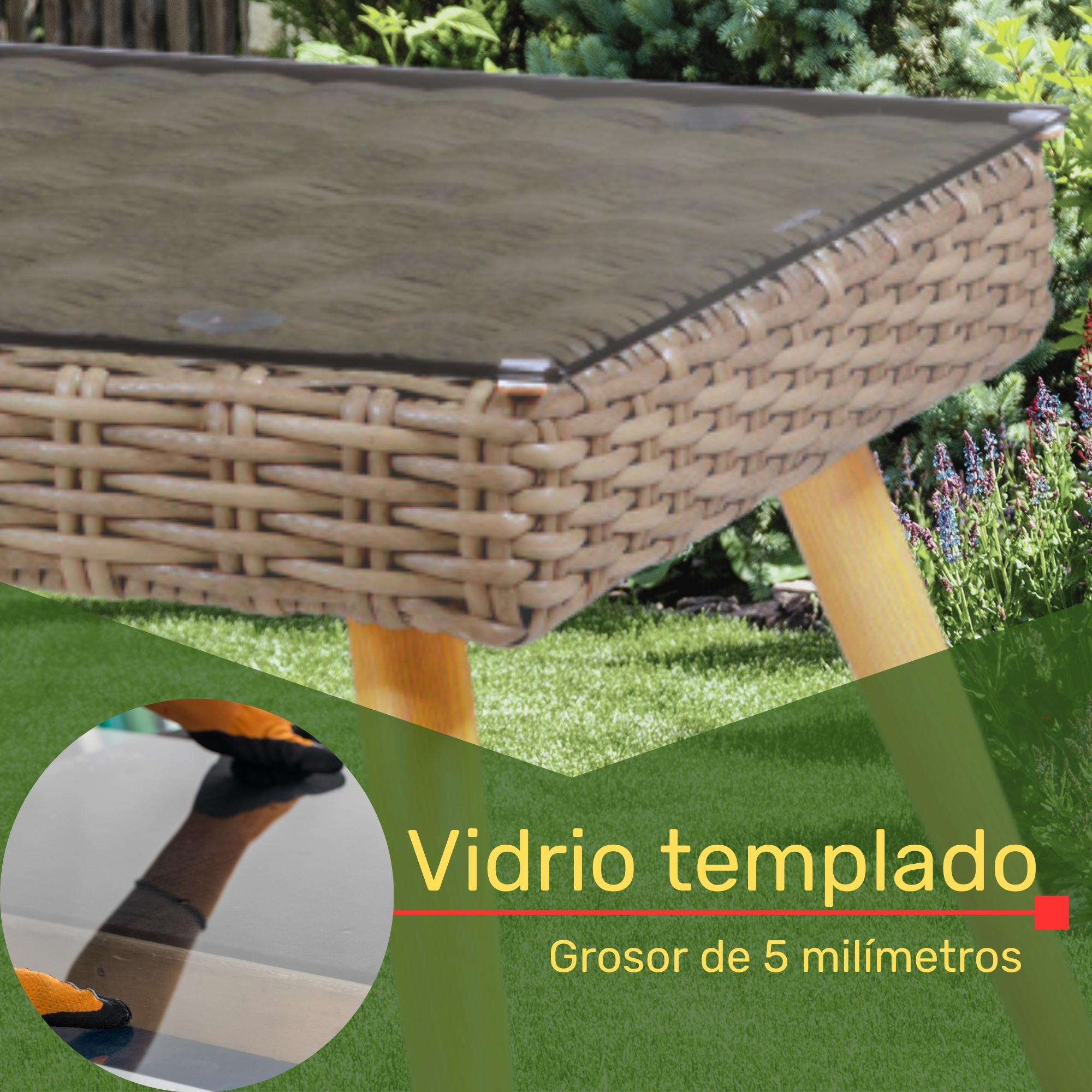 Sala Tipo Rattan Exterior Jardin Patio Terraza 4 Pz Beige.