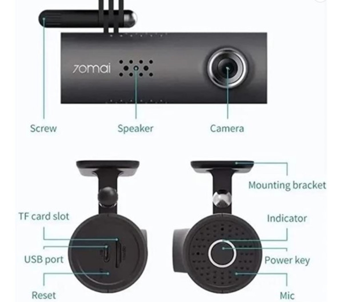 Xiaomi 70mai 1s 1080p Camara Dvr Auto Dash Smart Wifi negra