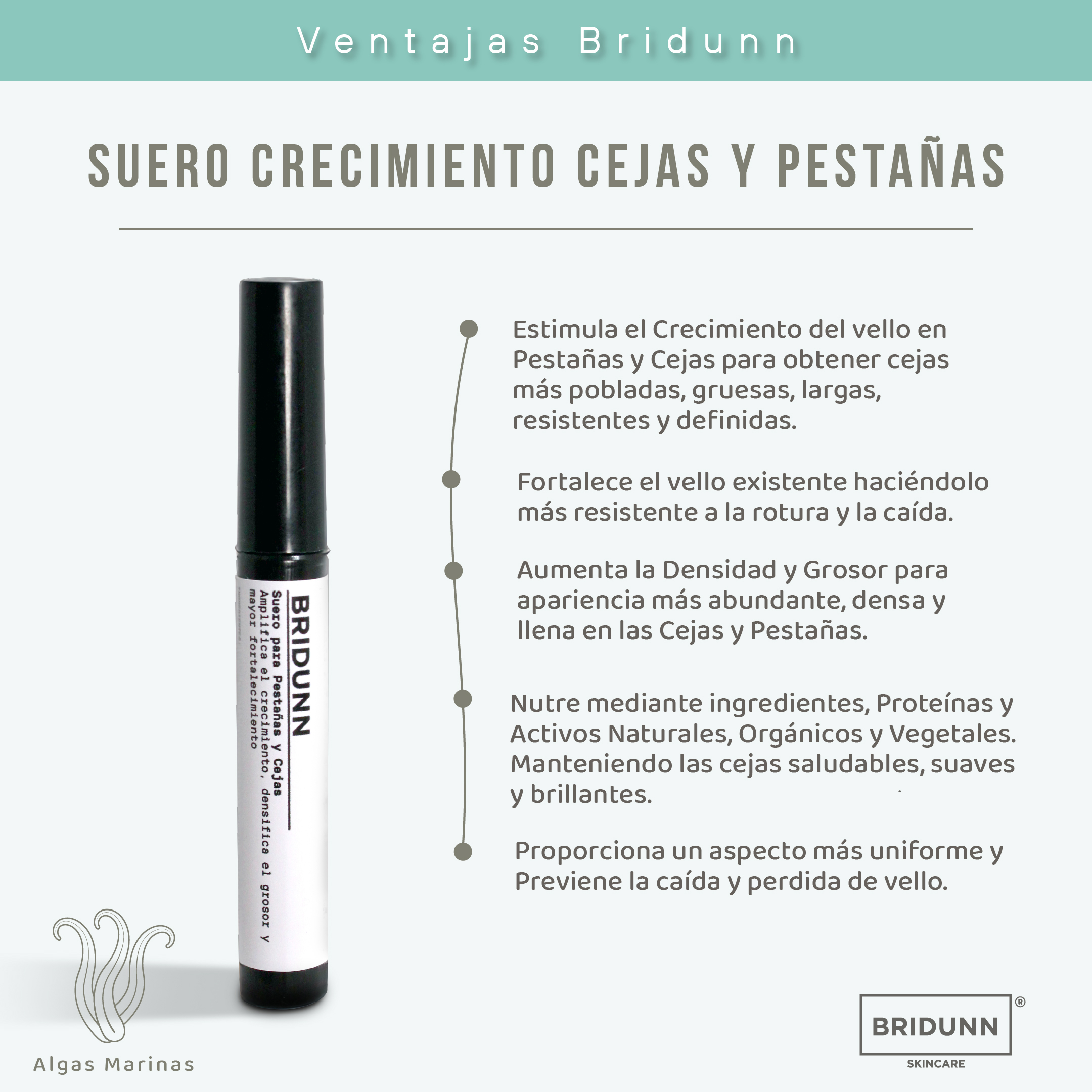 Serum Suero Pestañas y Cejas para Crecimiento y Fortalecimiento, con Proteinas y Activos Naturales.