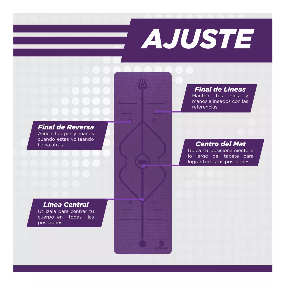Tapete Antideslizante De Yoga Mat Tpe Con Líneas De Guía Color Violeta