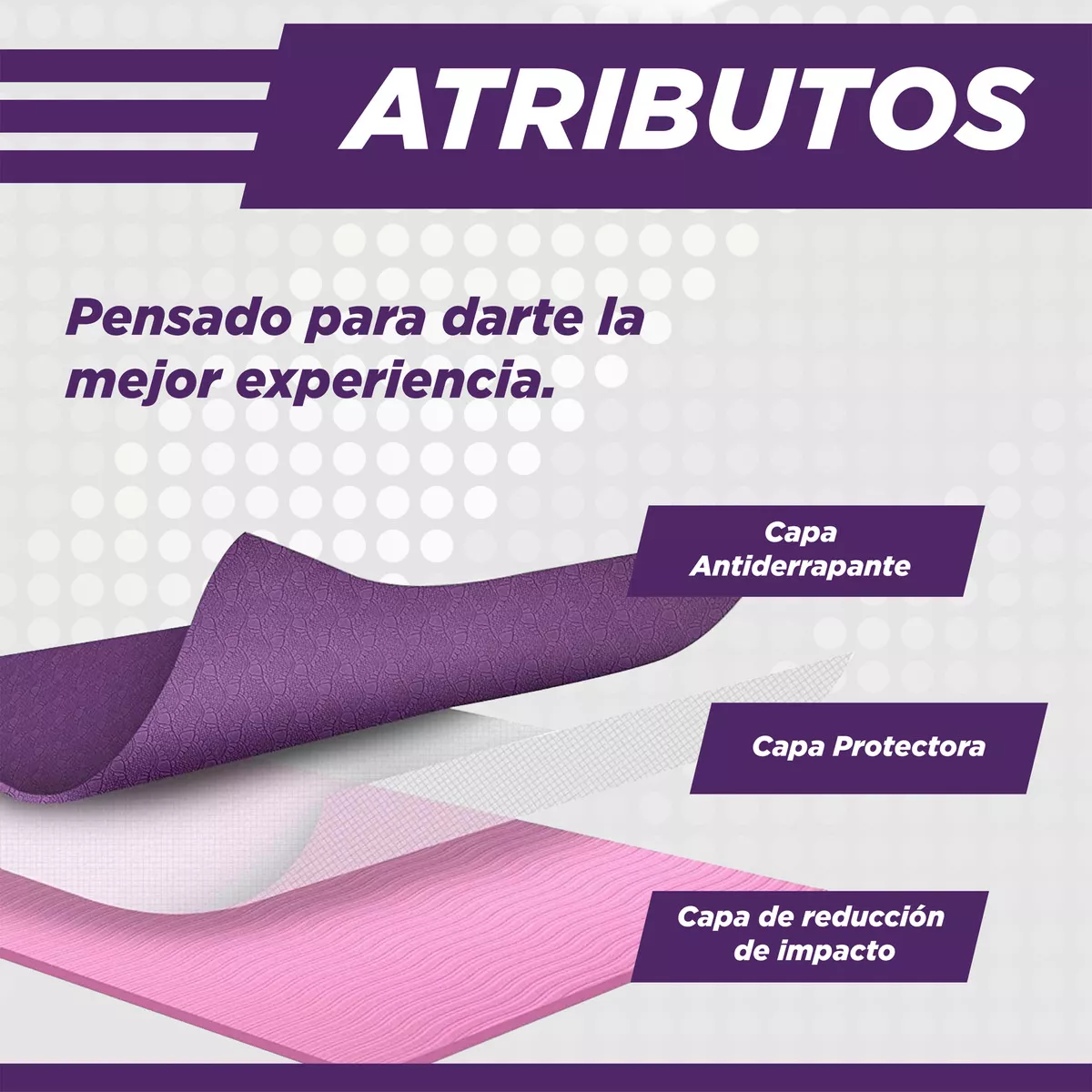 Tapete Antideslizante De Yoga Mat Tpe Con Líneas De Guía Color Violeta