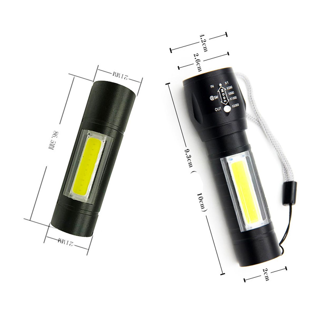 Lampara Linterna De Mano Recargable USB 3 Modos de Luz 