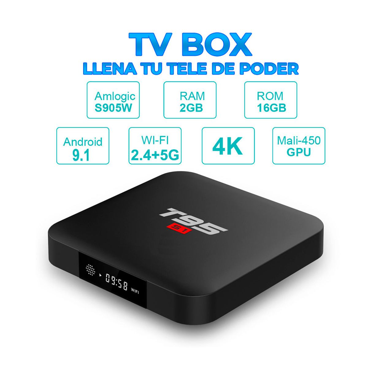 Smart Tv Box Android 9 4k Wifi 2.4+5g 2g/16Gb Convierte a Smart Tu Pantalla