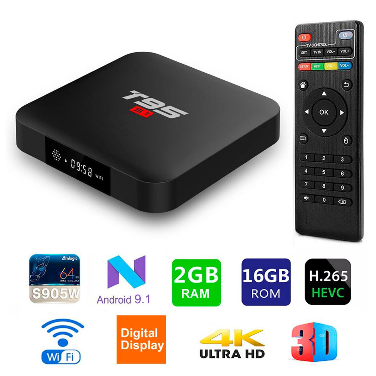 Smart Tv Box Android 9 4k Wifi 2.4+5g 2g/16Gb Convierte a Smart Tu Pantalla