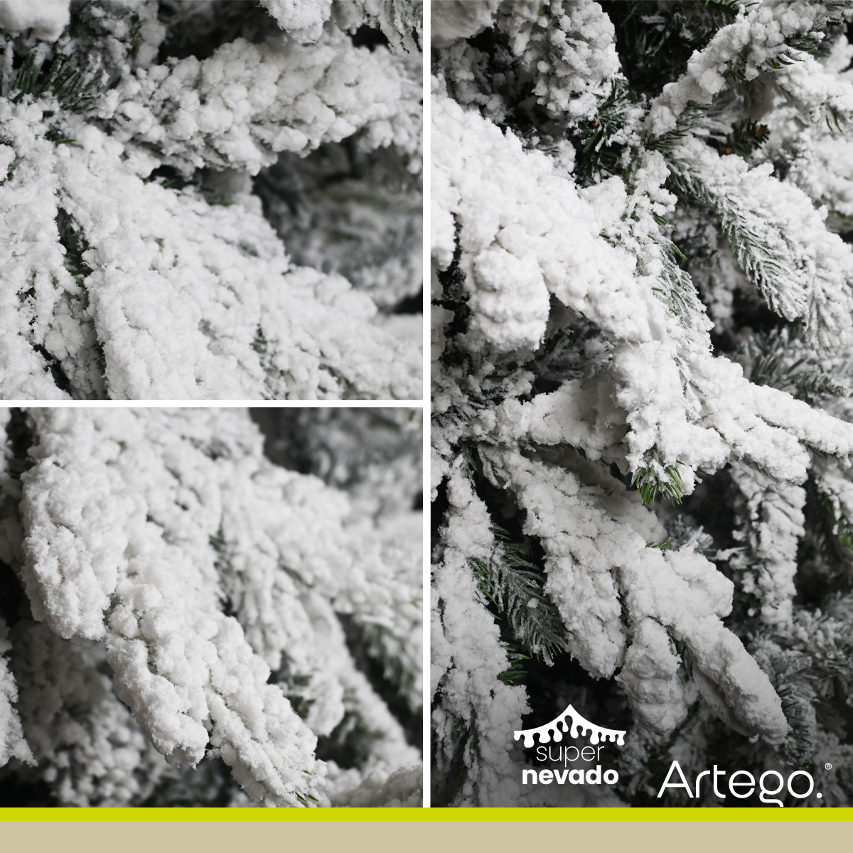 Árbol De Navidad Super Nevado Virginia Oak 2500 Ramas Premium Material Polietileno (pe) Pino Navideño 220 Cm De Alto con base de metal + maleta transportadora Christmas Tree Artego