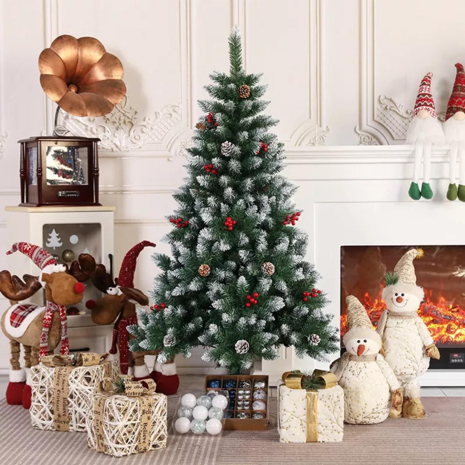 Árbol De Navidad Artificial 1,8 M 720 Ramas Con Piñas