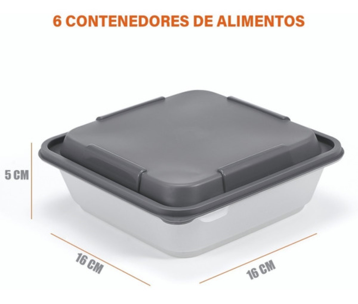 Contenedor Alimentos Con Tapa Recipientes Plástico  6 pz