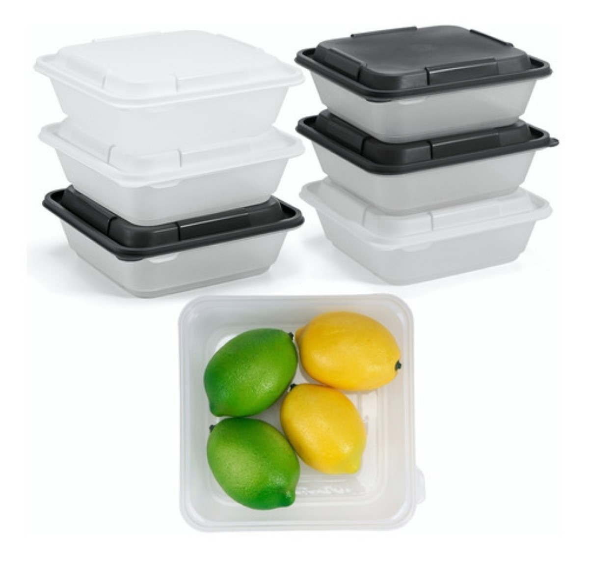 Contenedor Alimentos Con Tapa Recipientes Plástico  6 pz