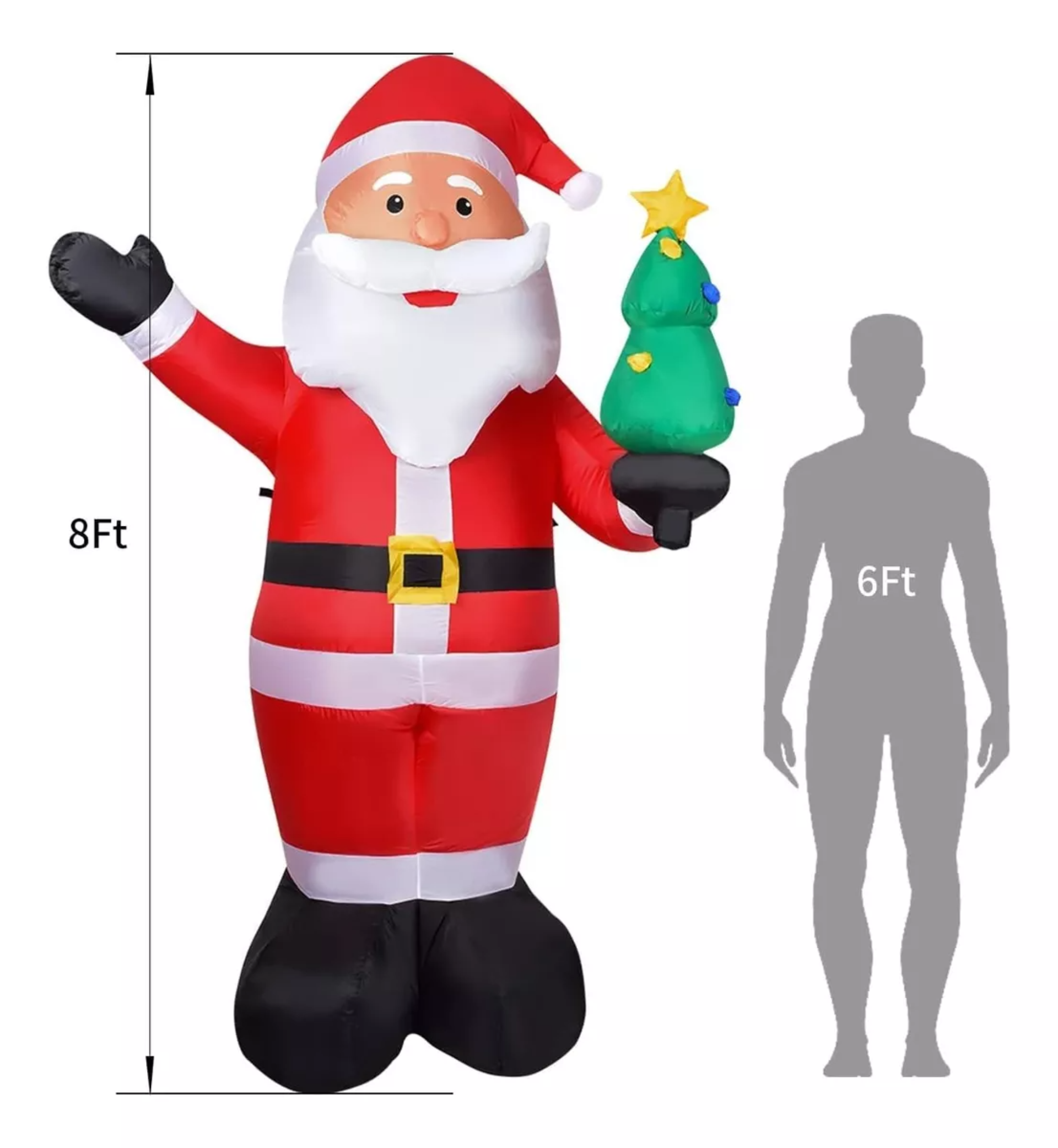 2.4m Inflable Navidad Navideño Papá Noel Con Regalos Luz Led