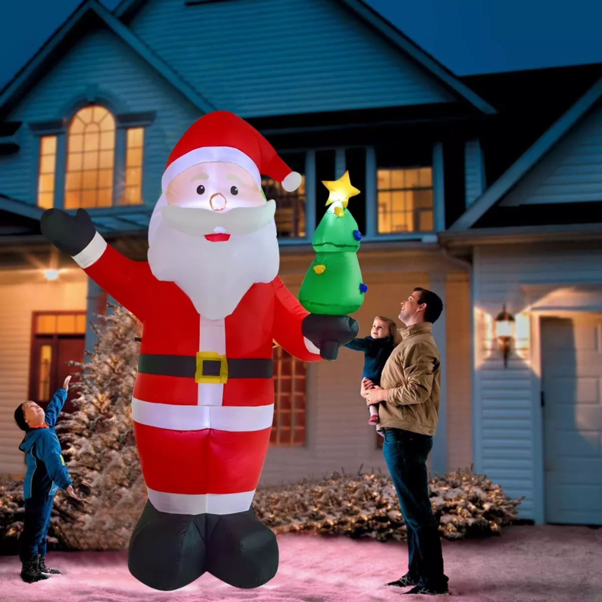 2.4m Inflable Navidad Navideño Papá Noel Con Regalos Luz Led