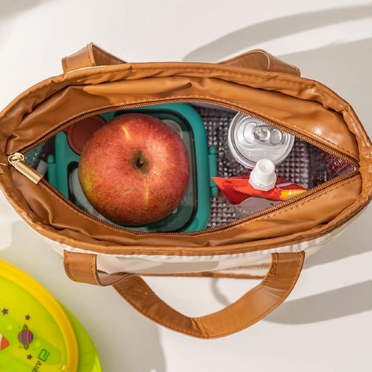 Bolsa De Almuerzo Lonchera Térmica Mujer Portátil Paquete caqui cafe