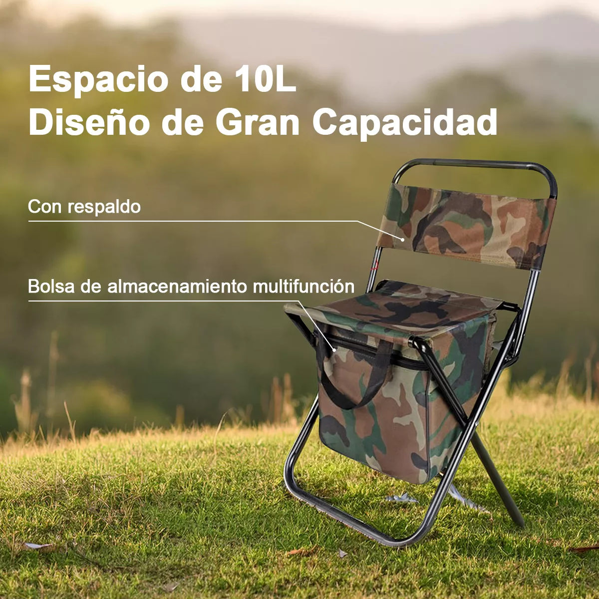 Silla Playera Plegable Exteriores Portátil Camping Con Bolsa