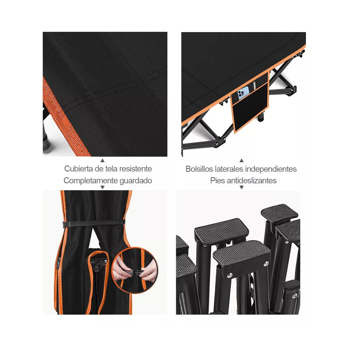 Camastro Plegable Tumbona Negro