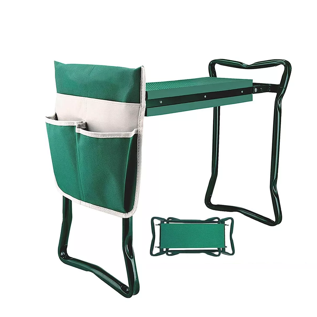 Silla Taburete De Jardín Plegable Con Bolsa De Herramientas