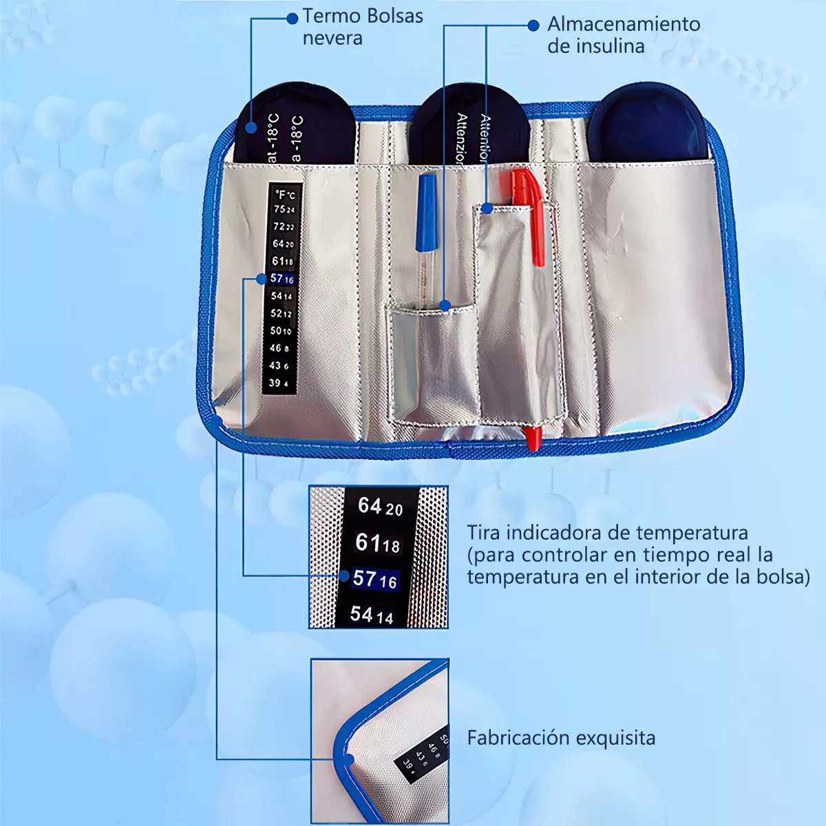 Bolsa De Refrigeración Para Insulina Bolsa Aislante Azul
