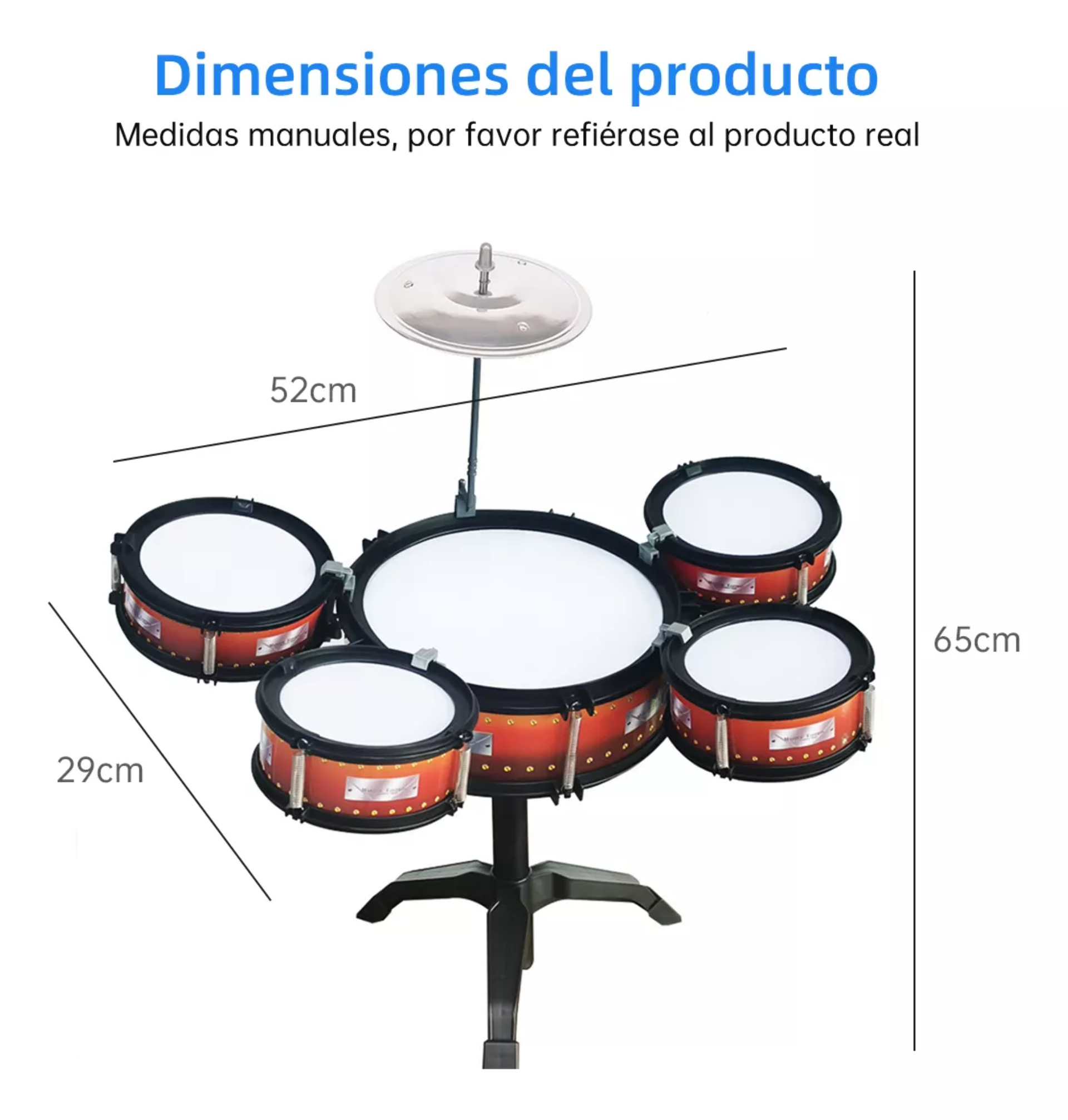 Batería Musical Para Niños Principiantes Con 5 Tambores