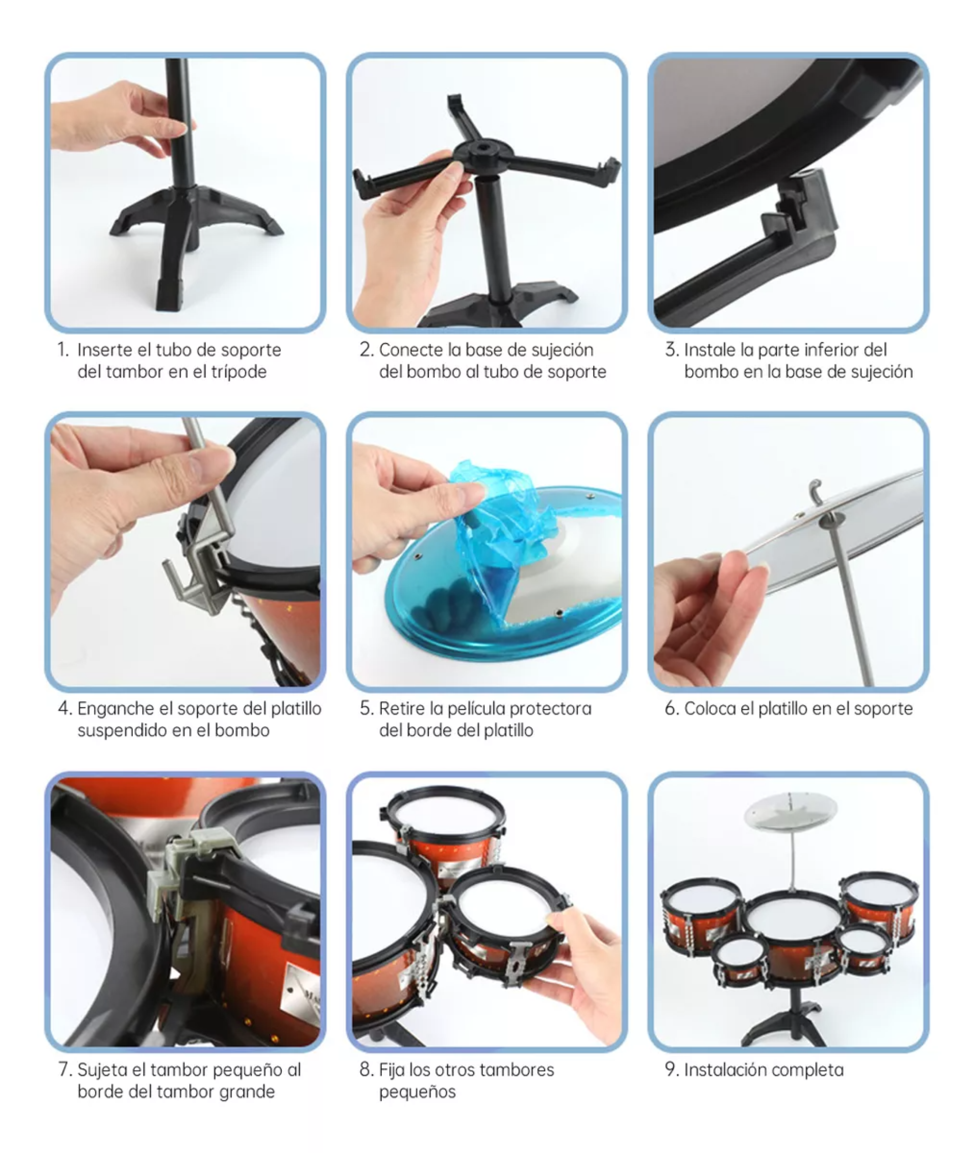 Batería Musical Para Niños Principiantes Con 5 Tambores