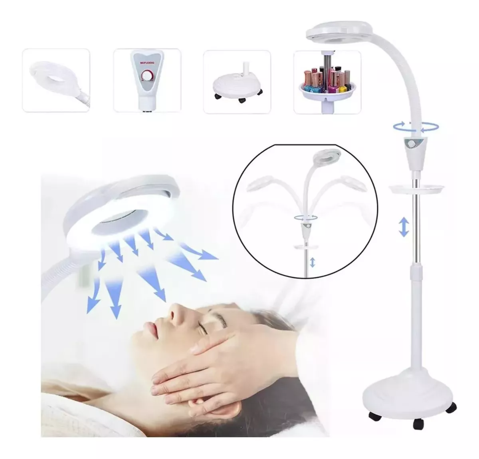 Lámpara Con Lupa 8x Mueble Estética Para Pestañas De Pie