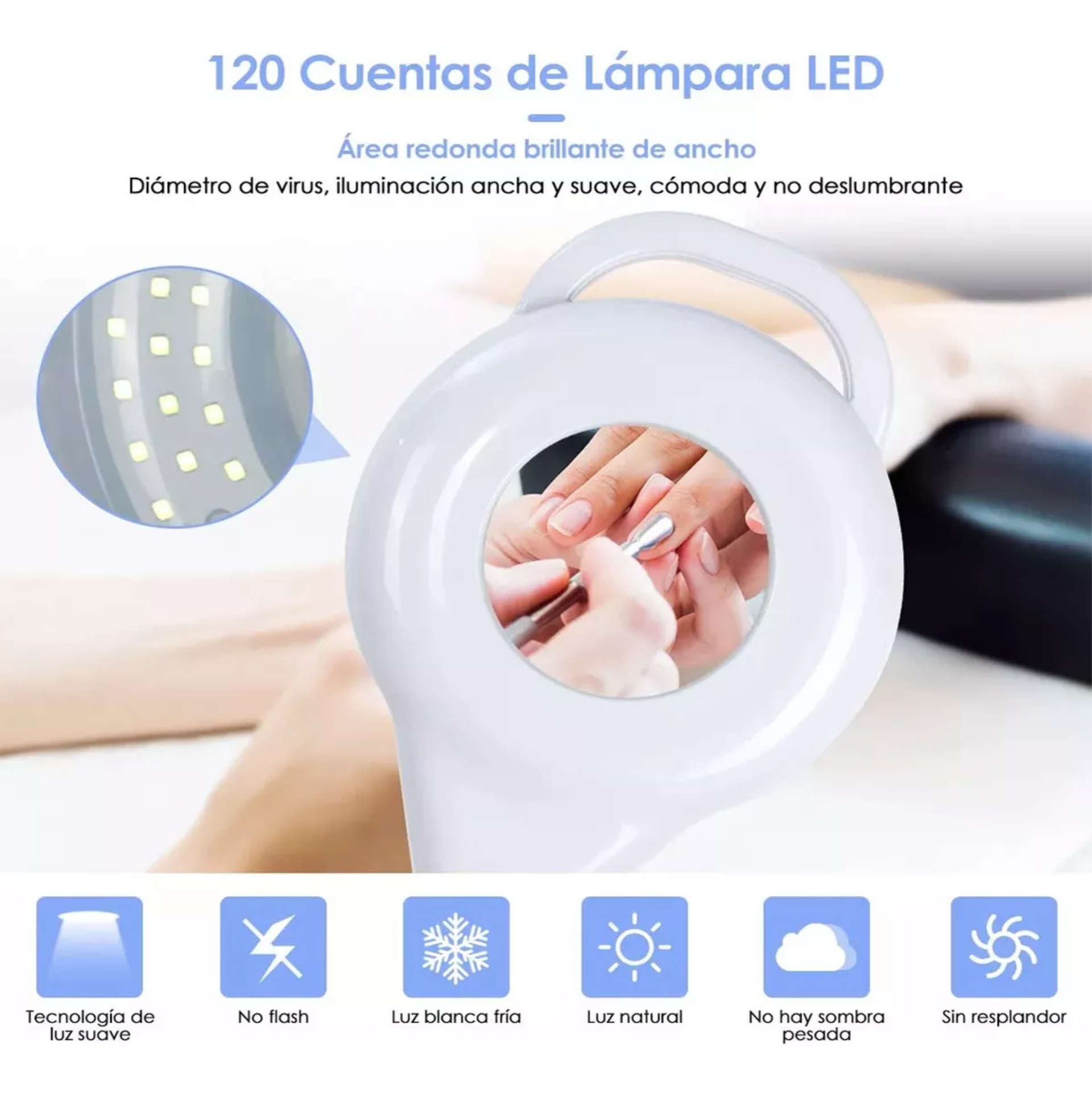 Lámpara Con Lupa 8x Mueble Estética Para Pestañas De Pie