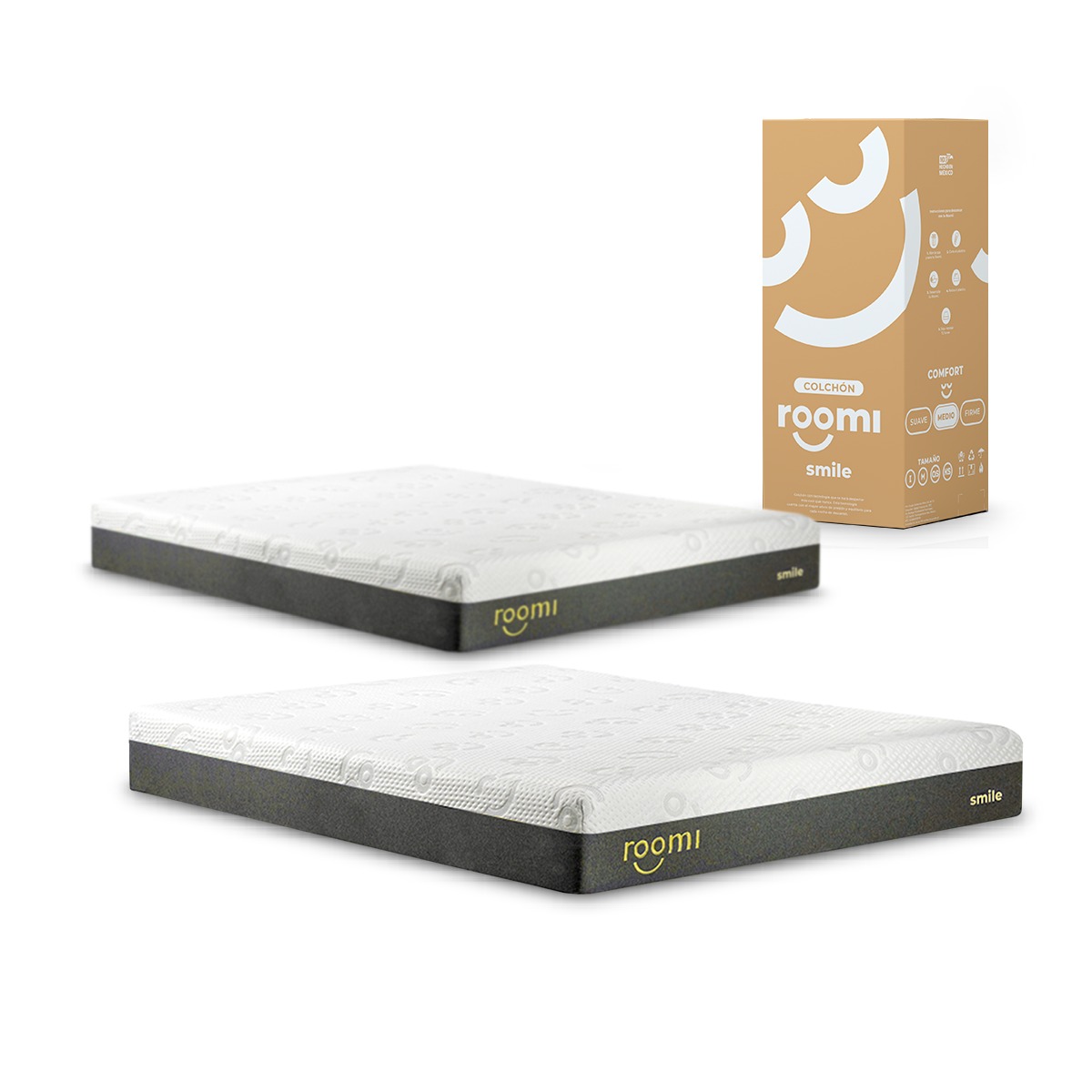 Colchón Individual Roomi Smile 2 Pack Más Cama Canguro Individual Gris