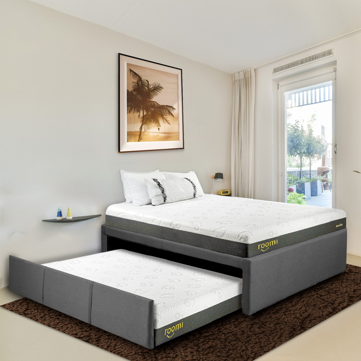 Colchón Individual Roomi Smile 2 Pack Más Cama Canguro Individual Gris