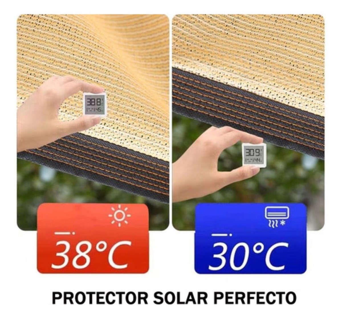 Malla Sombra Exteriores Con Cuerda 6 x 4 m 95% Uv Beige 