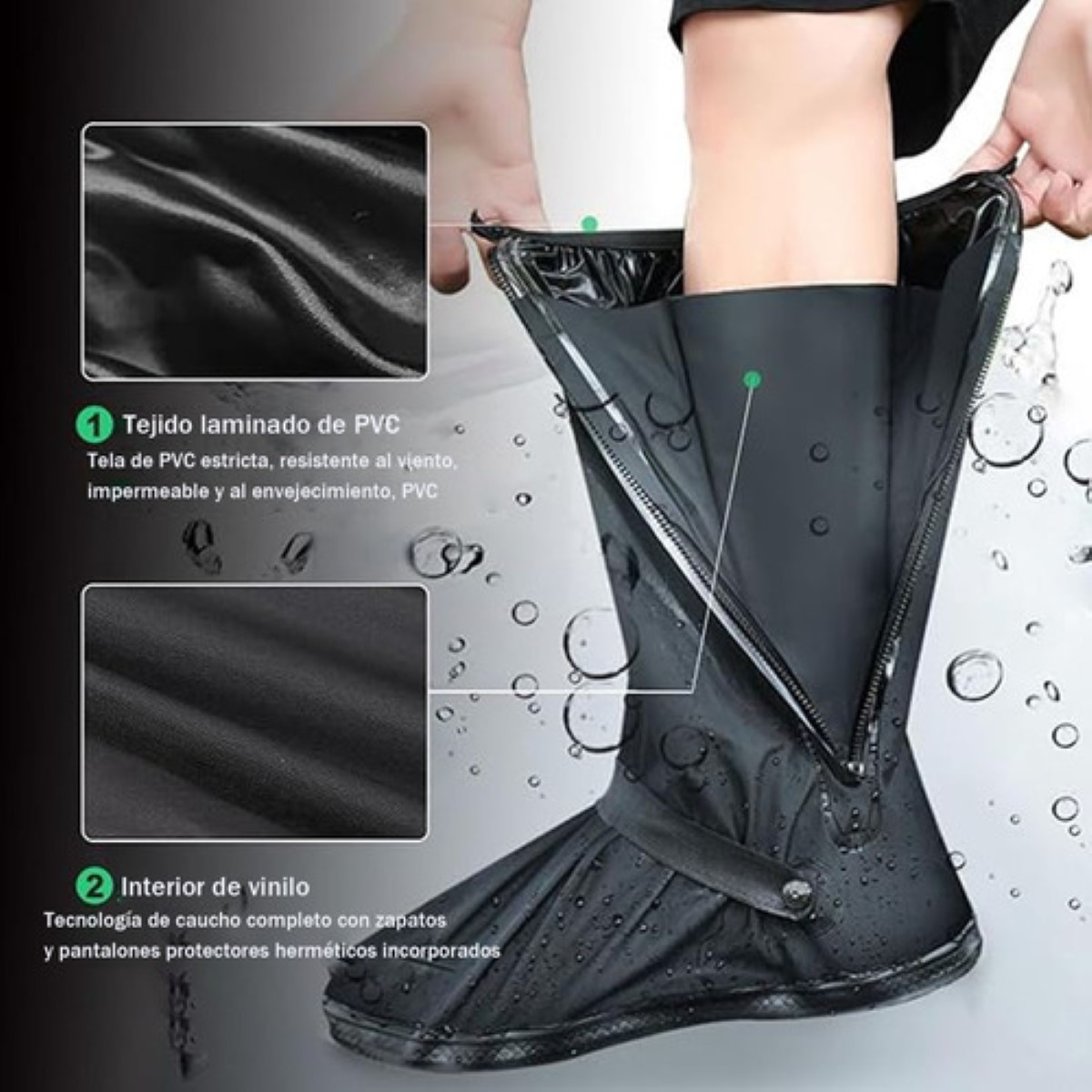 Cubierta Para Zapato De Botas Impermeable Lluvia *Negro Talla:L 28.5 cm*