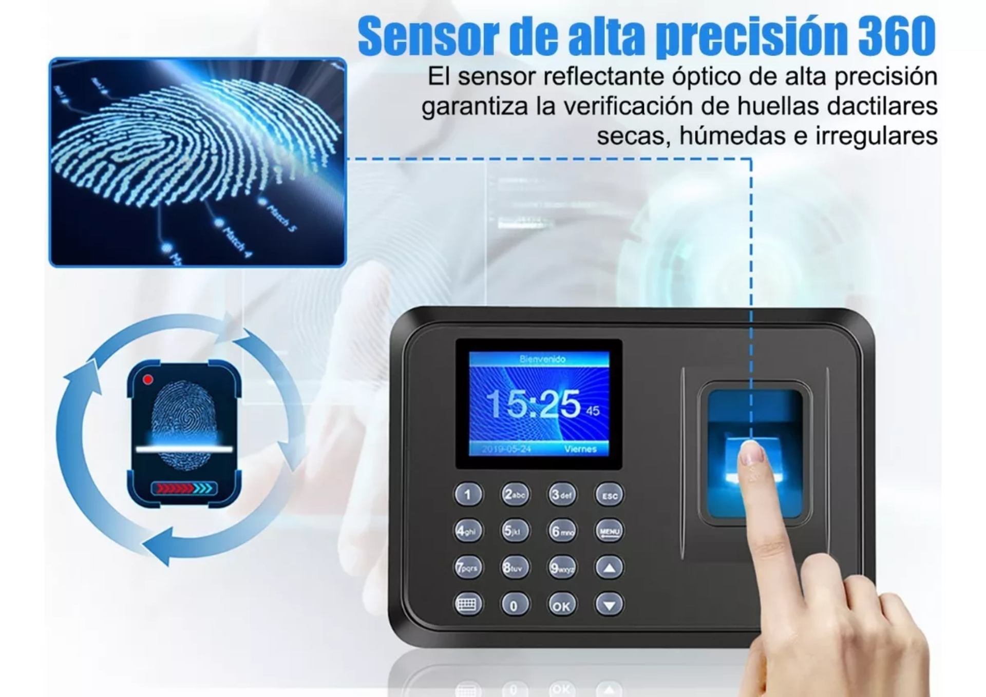 Reloj De Control De Asistencia Biométrico Y Digital
