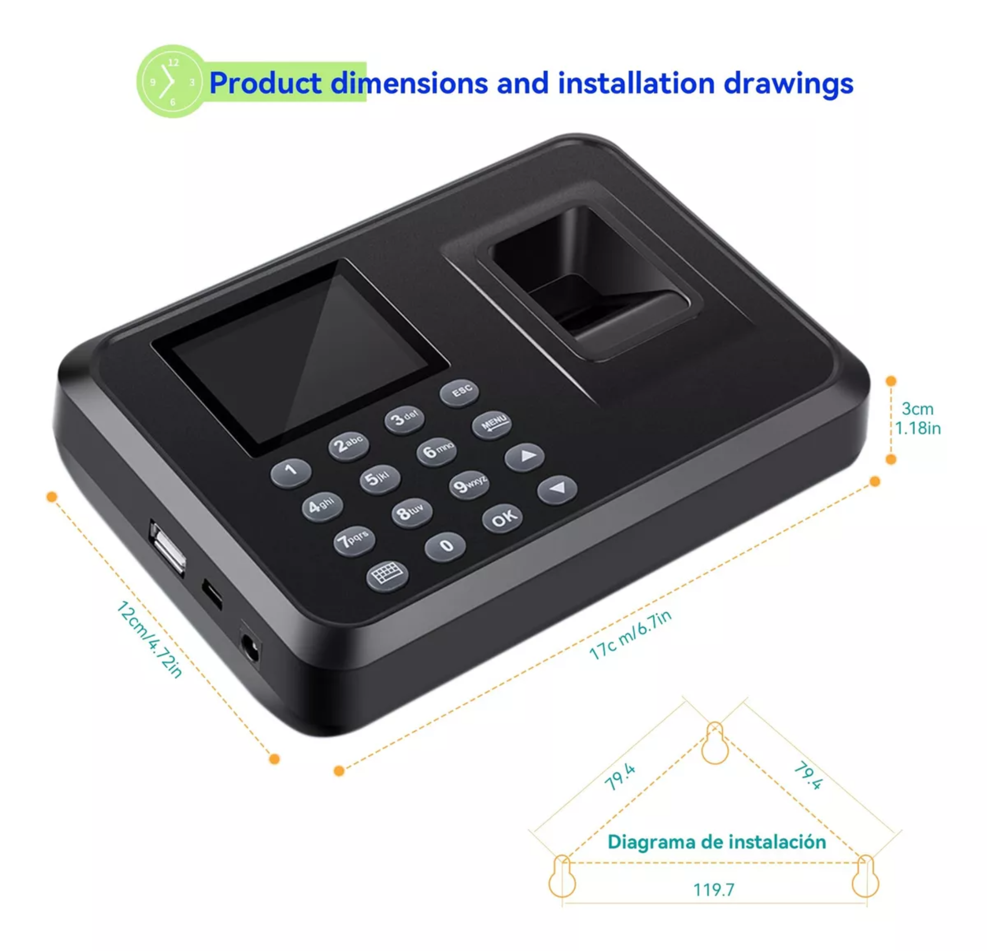 Reloj De Control De Asistencia Biométrico Y Digital