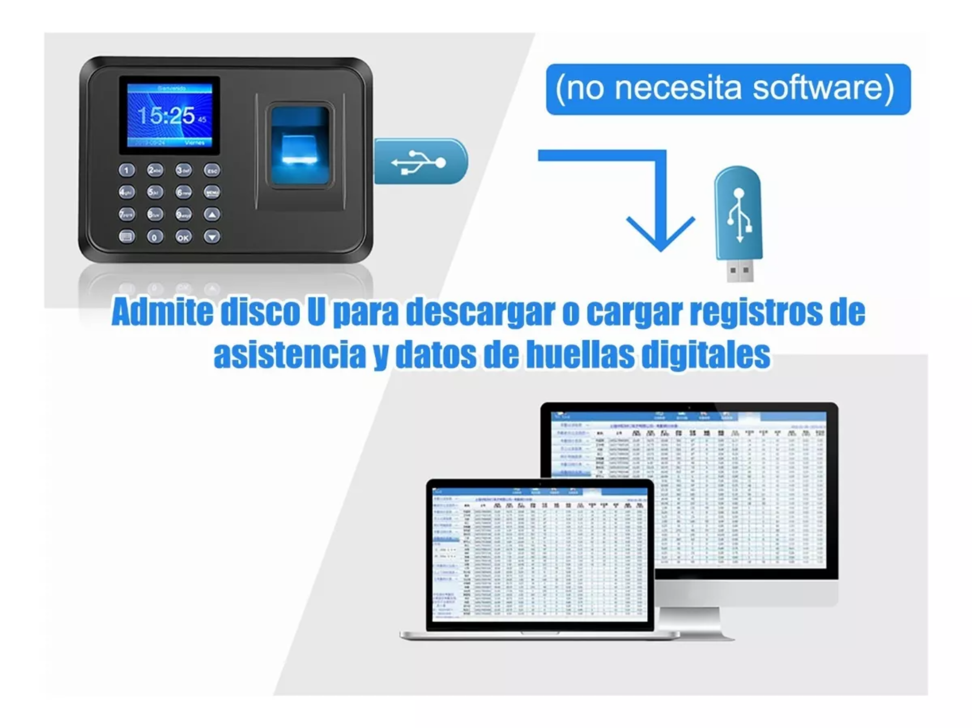 Reloj De Control De Asistencia Biométrico Y Digital