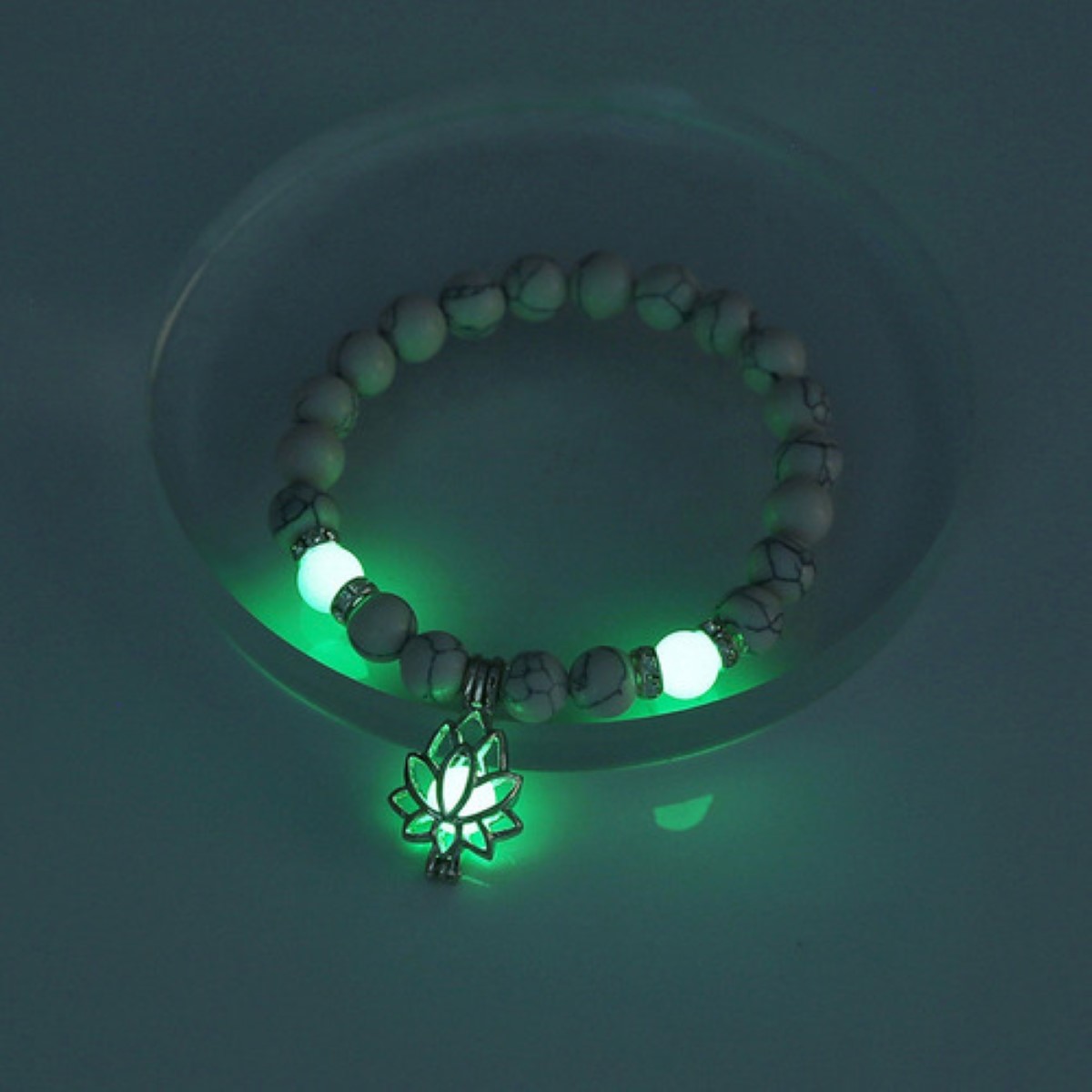 1 Par Pulsera Luminosa De Flor De Loto Para Parejas Brilla, Azul/Gris