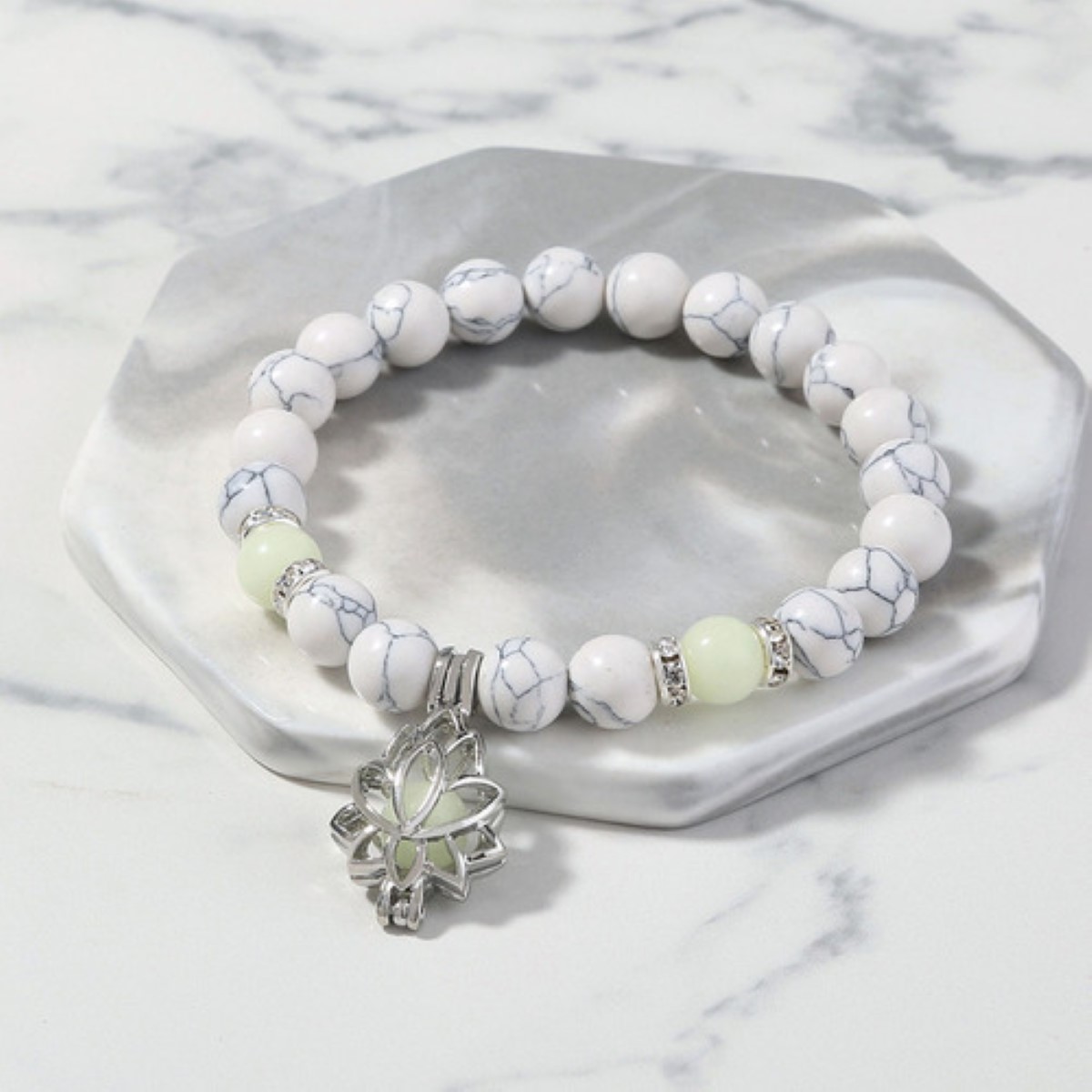1 Par Pulsera Luminosa De Flor De Loto Para Parejas Brilla, Azul/Gris