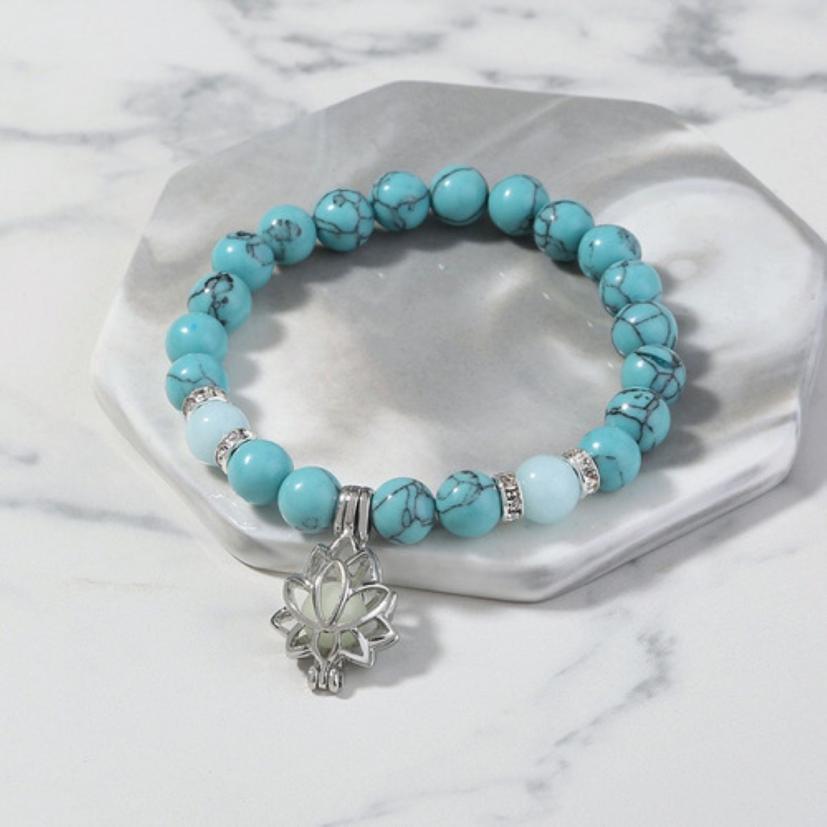 1 Par Pulsera Luminosa De Flor De Loto Para Parejas Brilla, Azul/Gris