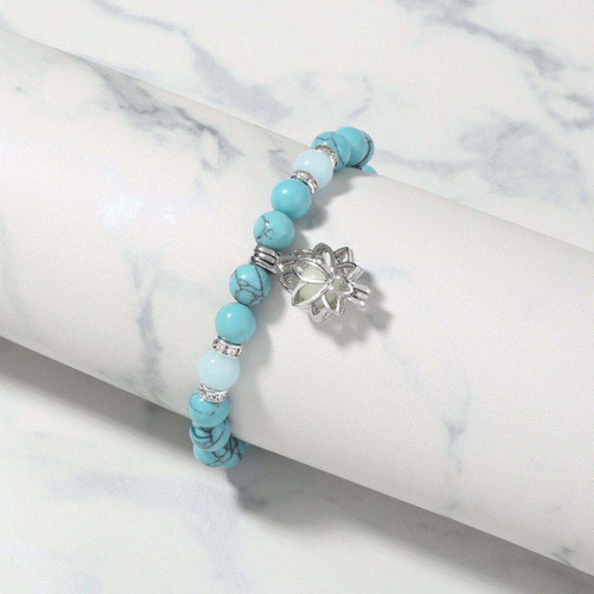 1 Par Pulsera Luminosa De Flor De Loto Para Parejas Brilla, Azul/Gris