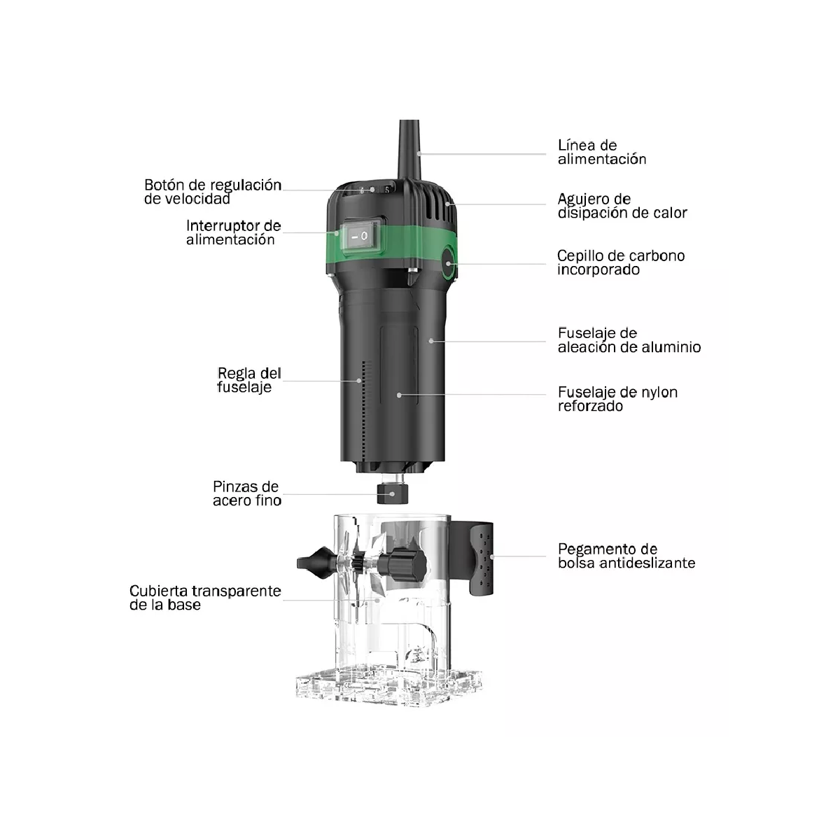 Router Madera Recortadora Rebajadora 800w /15 Brocas Carburo
