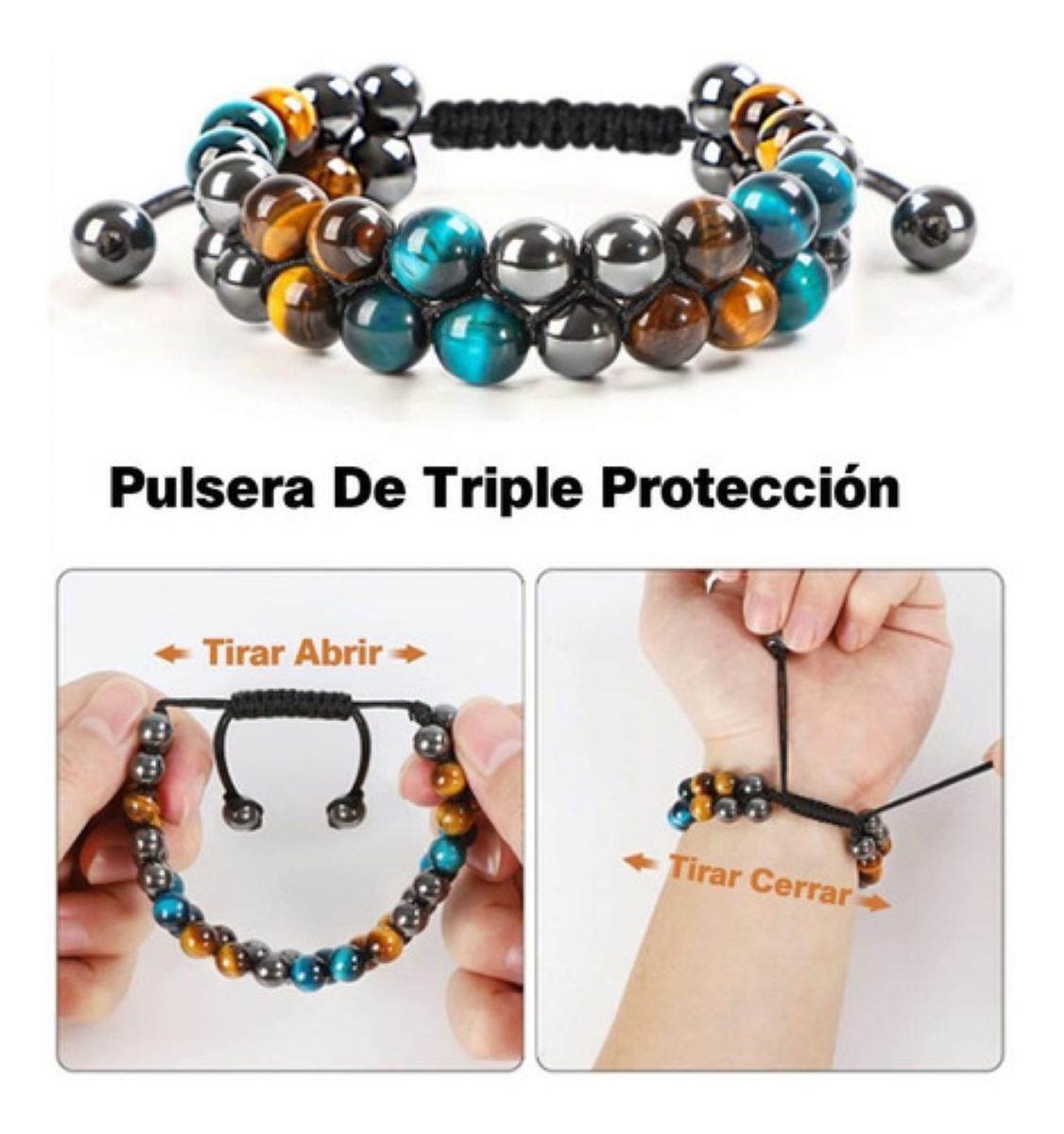 Pulsera Buena Suerte Joyeria Obsidiana Hematita Ojo De Tigre