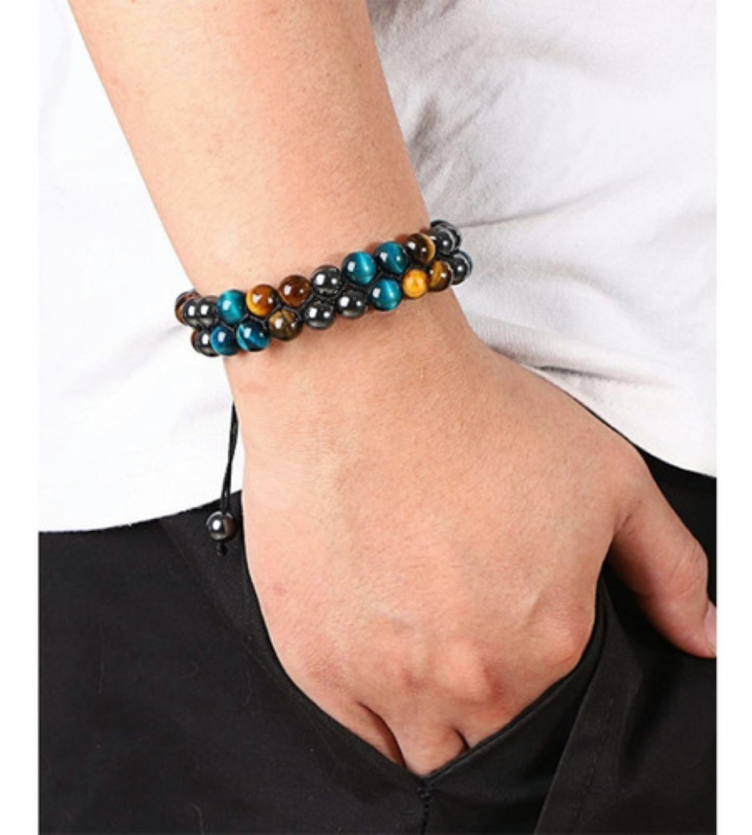 Pulsera Buena Suerte Joyeria Obsidiana Hematita Ojo De Tigre